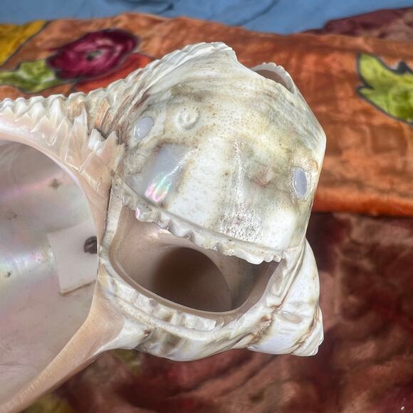 Antique Victorian Carved Shell Fish Bowl String Holder Basket Curio Salt Cellar - Picture 8 of 10